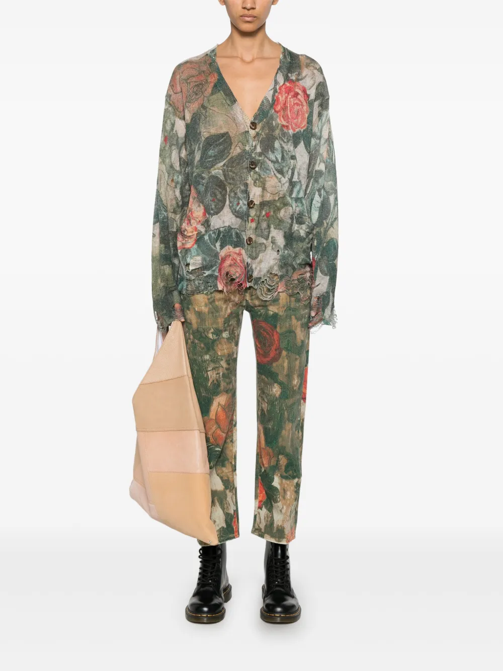 R13 floral-print jeans - Groen