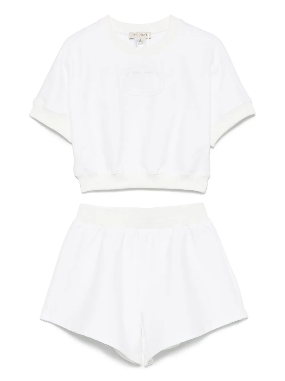 TWINSET Kids Conjunto com short com logo gravado | Branco | Image 1