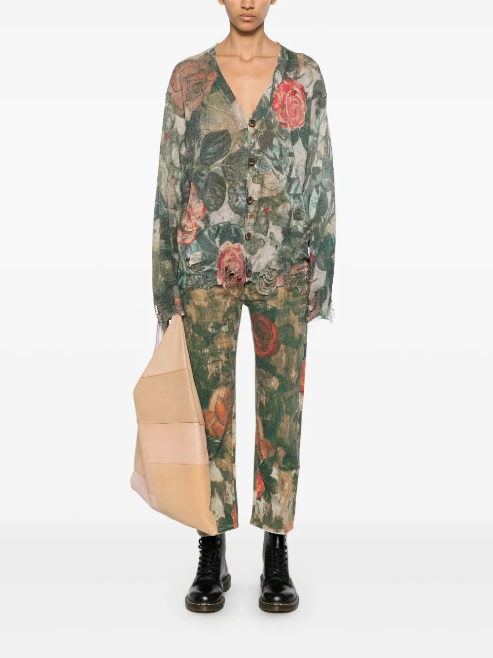 R13 Vest met bloemenprint - Groen