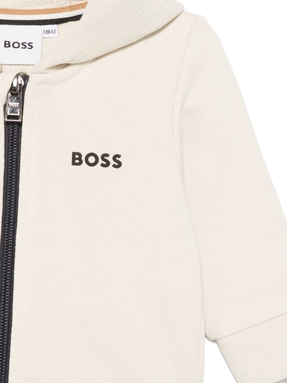 BOSS Kidswear Hoodie met logoprint Beige