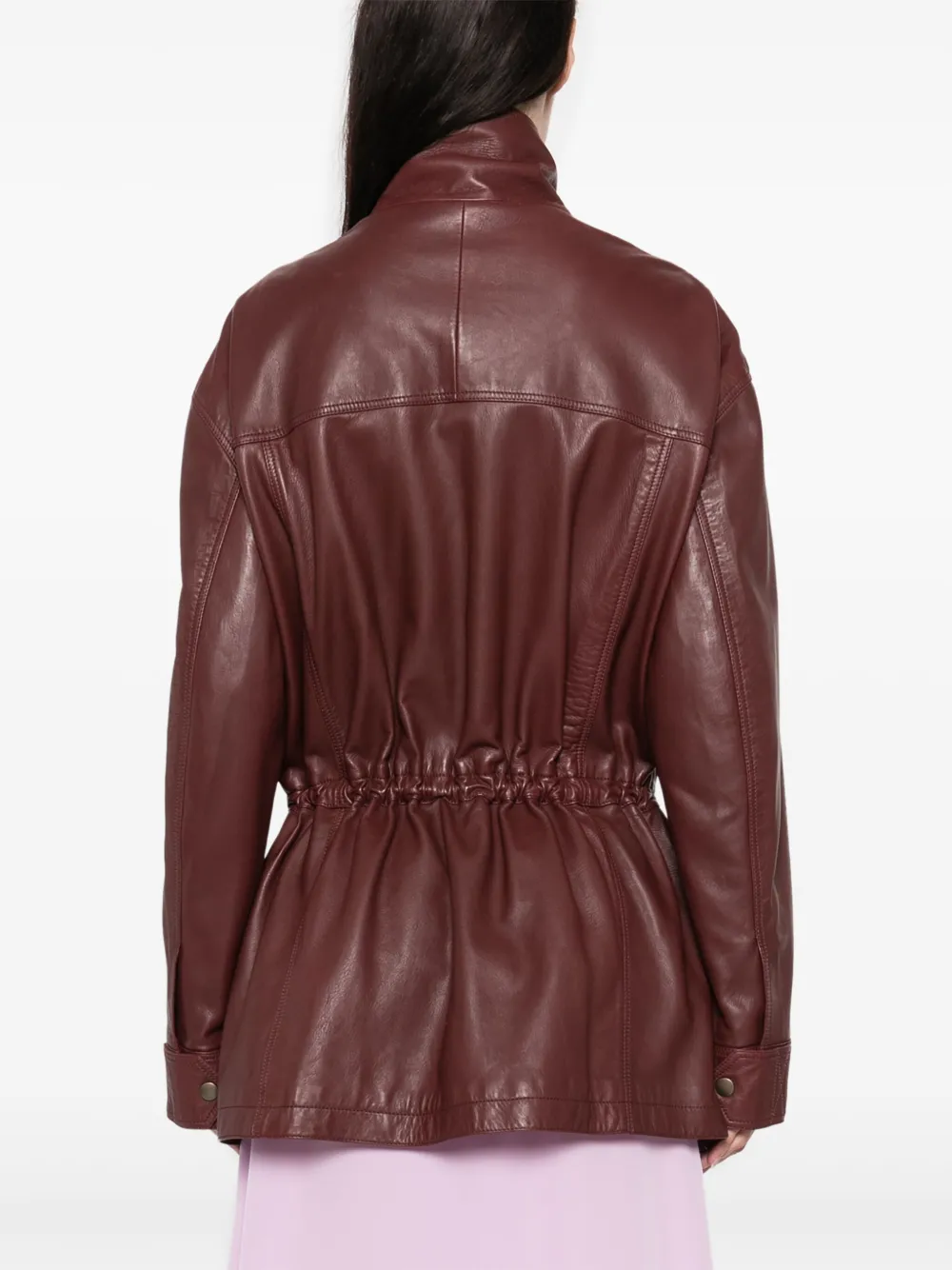 Chloé Leather Safari Jacket Clothing In Burgundy
