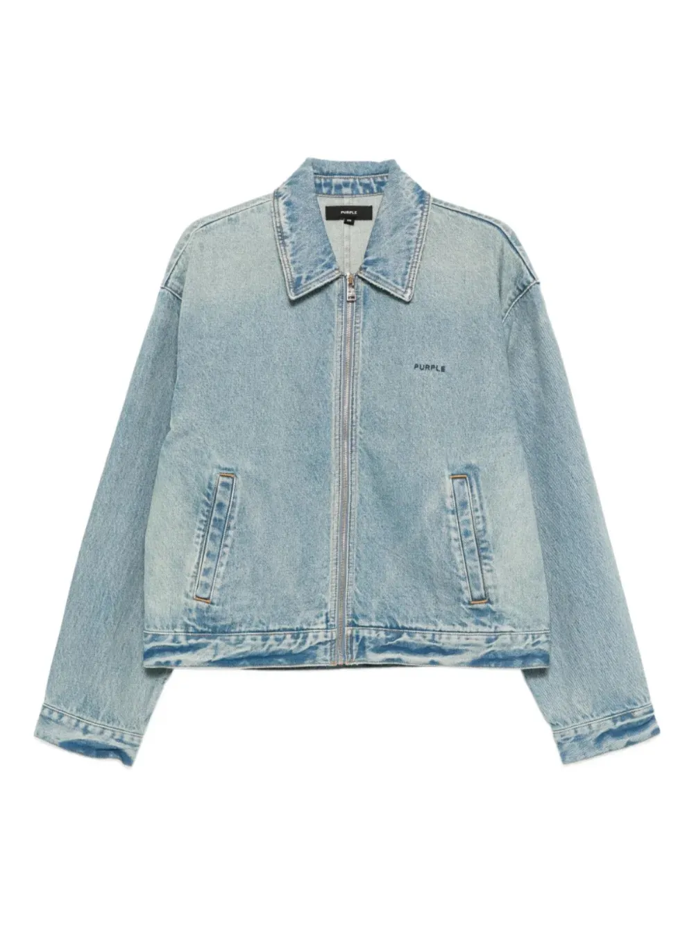 Purple Brand zip-up denim jacket - Blu