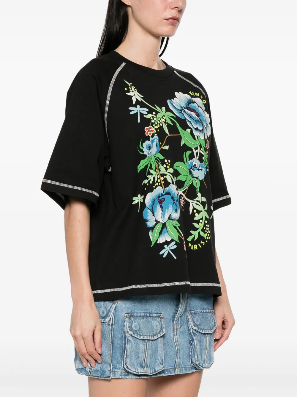 Kenzo Peonies T-shirt Zwart