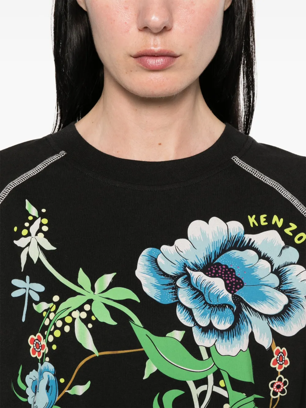 Kenzo Peonies T-shirt Zwart