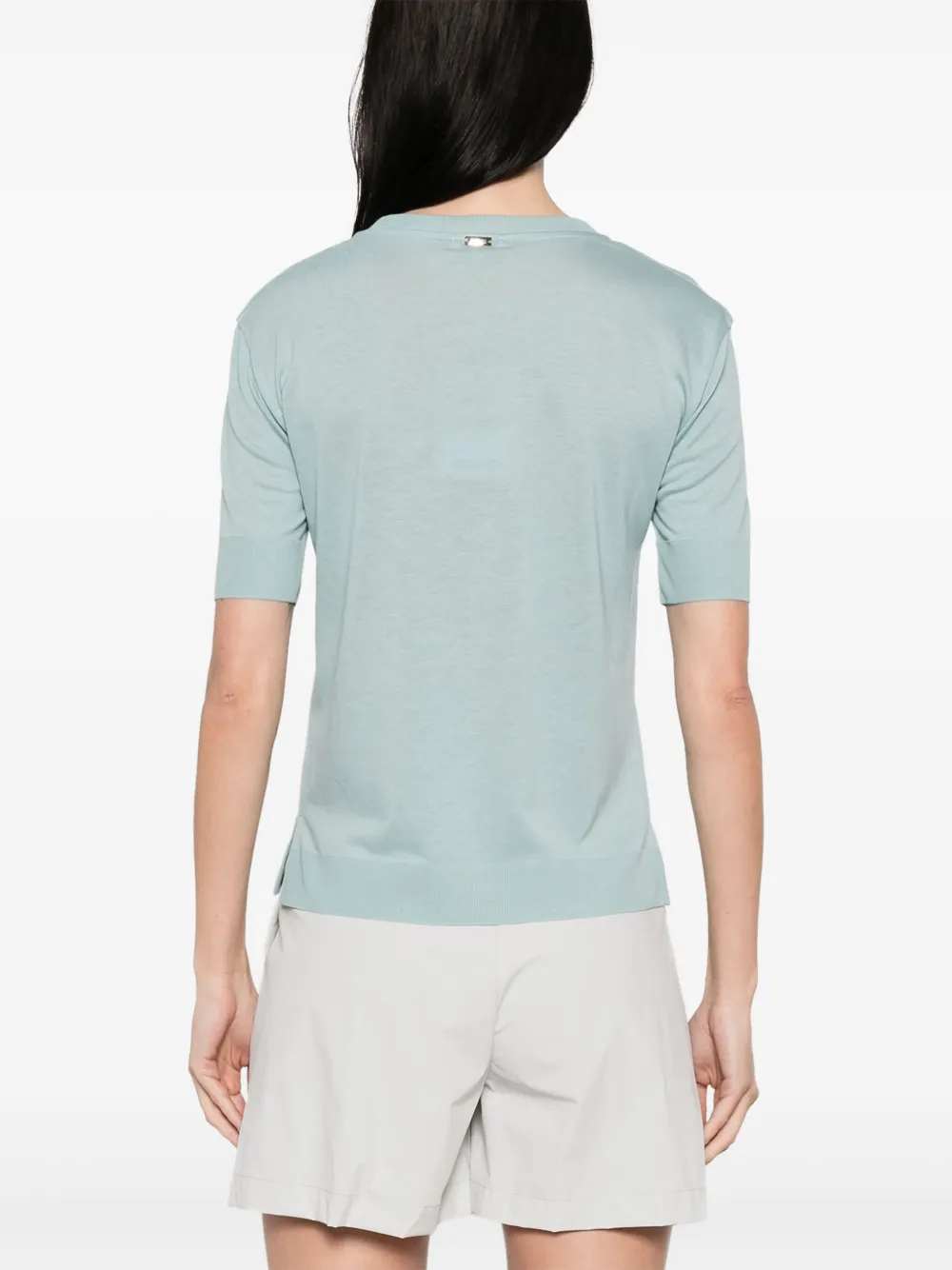 Herno Fijngebreid T-shirt Blauw