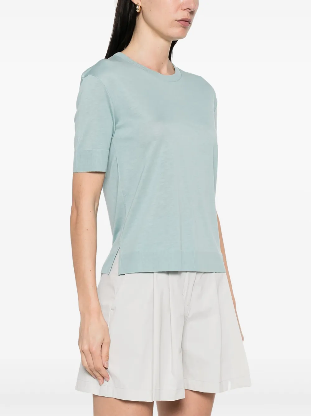 Herno Fijngebreid T-shirt Blauw
