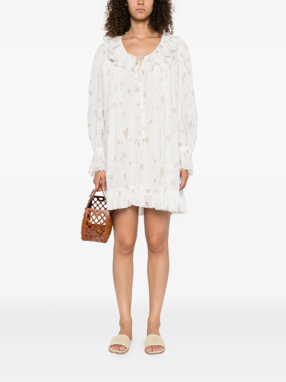 Chloé Mini-jurk met bloemenprint Wit