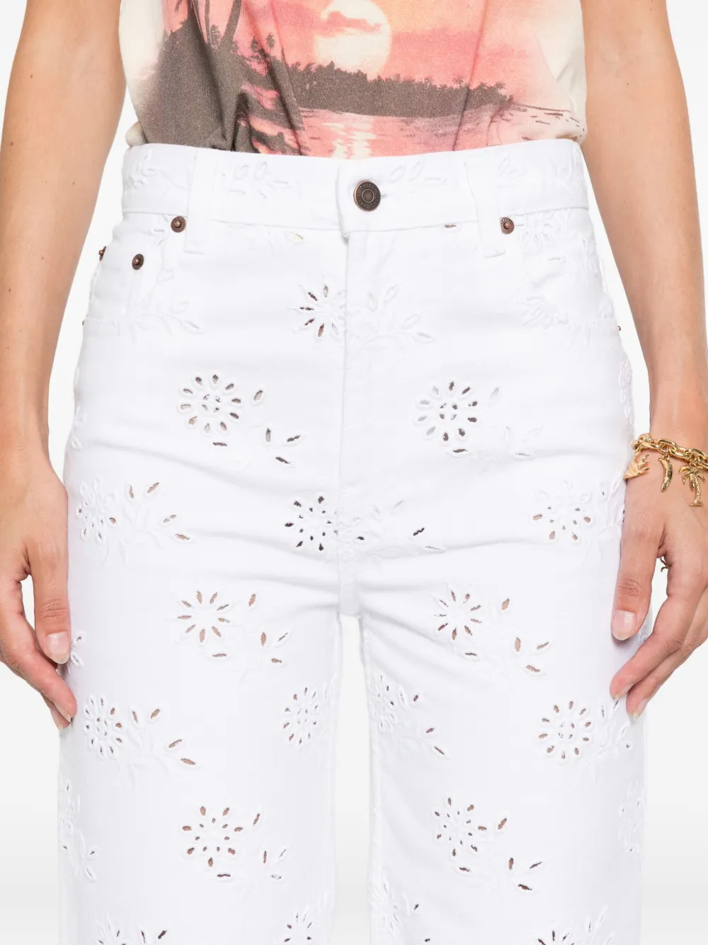 Chloé eyelet-embroidered jeans Wit