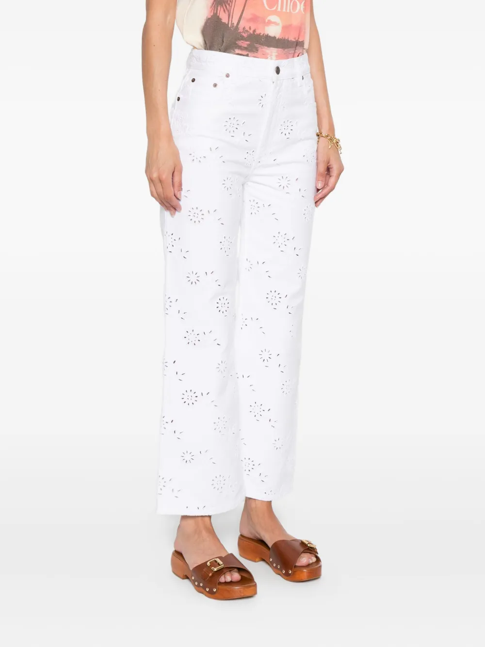 Chloé eyelet-embroidered jeans Wit