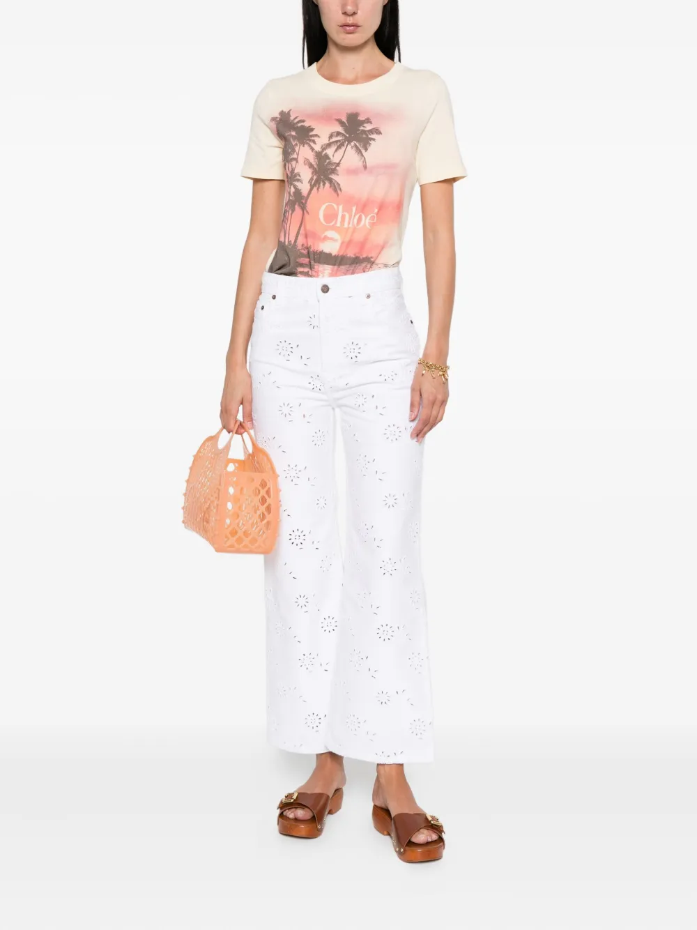Chloé eyelet-embroidered jeans Wit