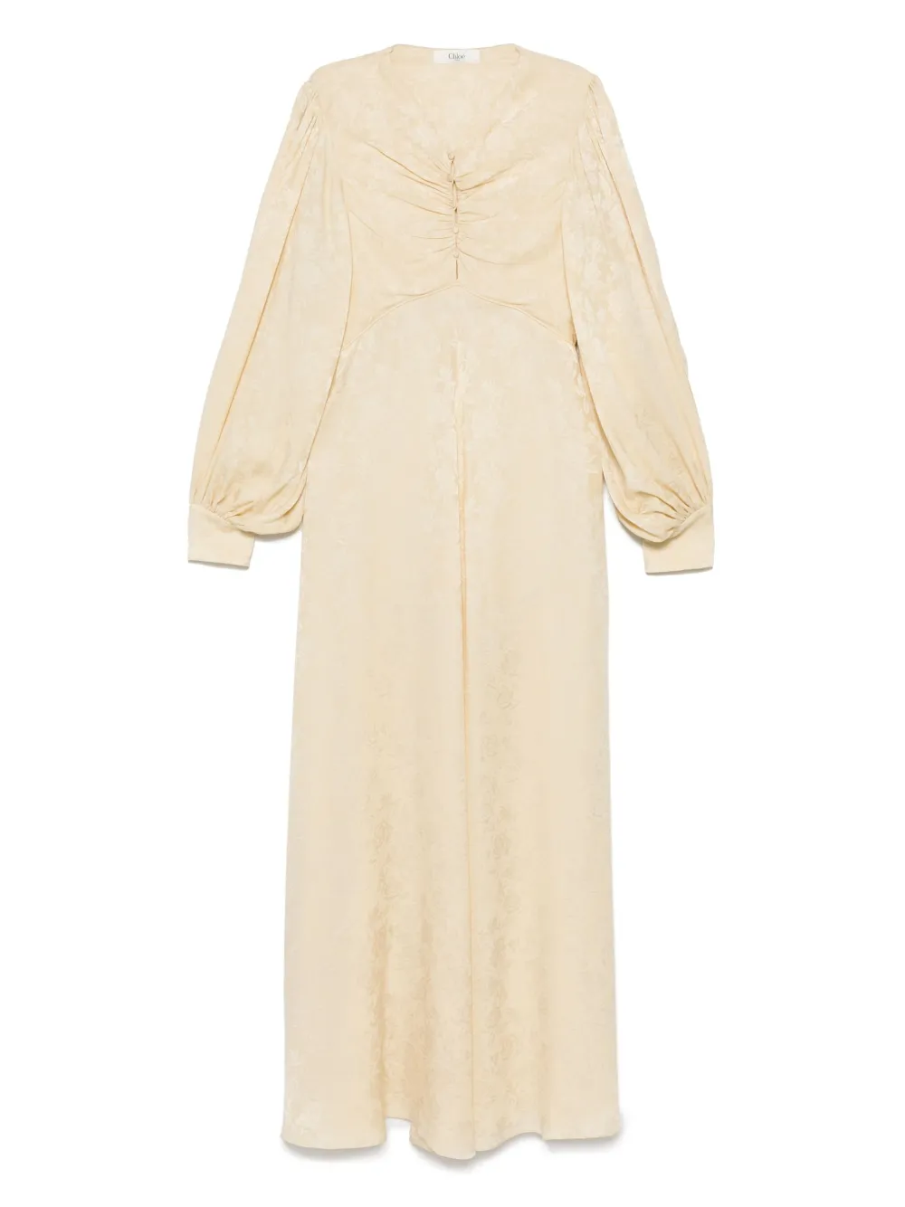 Chloé floral-jacquard ruched midi dress