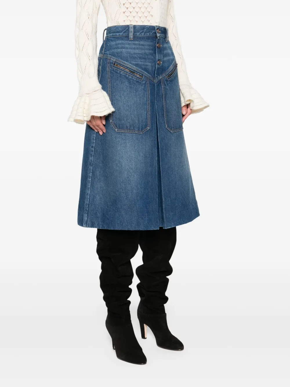 Chloé Midi-spijkerrok Blauw