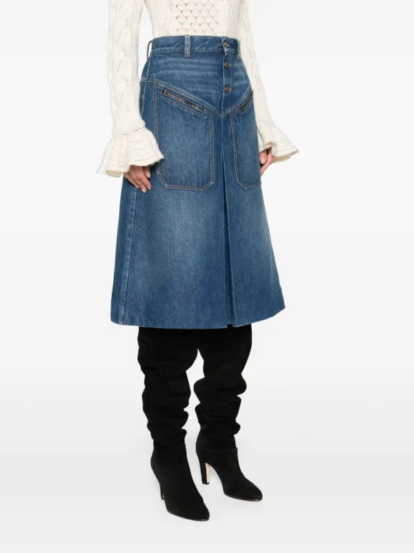 Chloé Denim Midi Skirt | Blue | FARFETCH Chloé Denim Midi Skirt | Blue | FARFETCH
