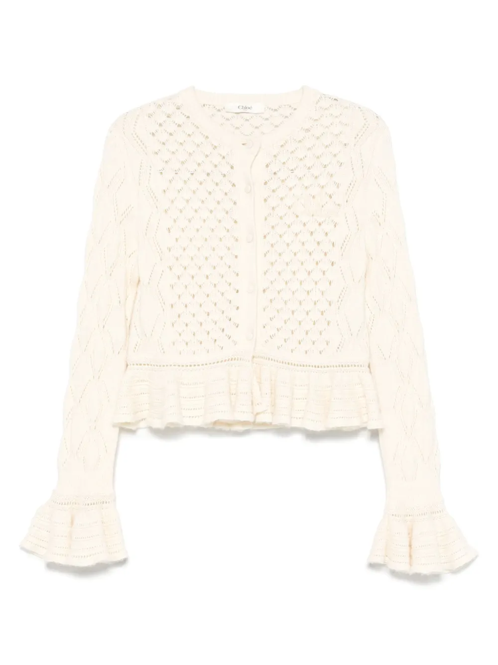 Chloé Open-knit Ruffled Cardigan