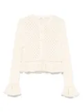 Chloé open-knit ruffled cardigan - Neutrals