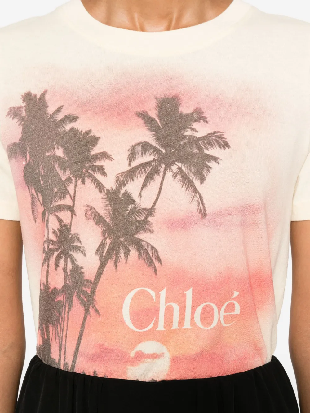 Chloé T-shirt met logoprint Beige