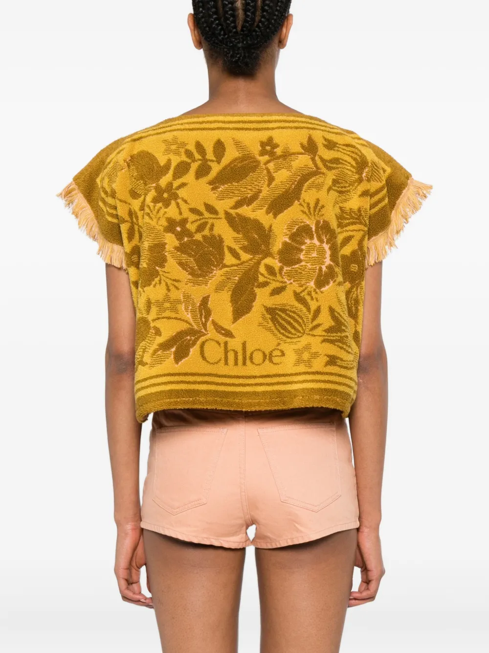 Chloé Top met boothals en jacquard Geel