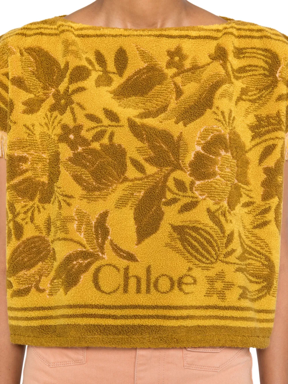 Chloé Top met boothals en jacquard Geel