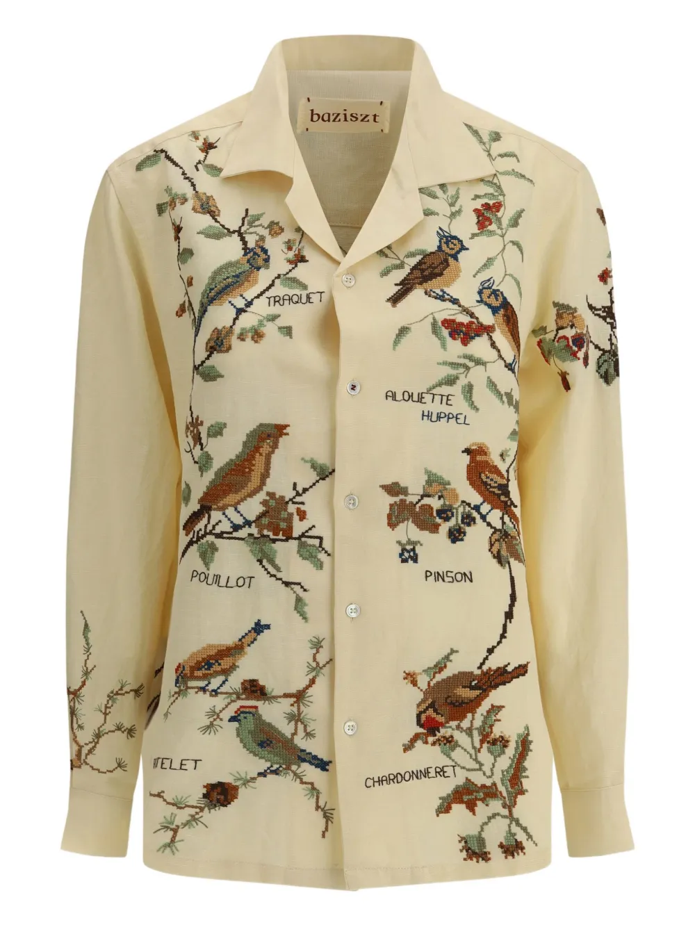 Avian bird cross-stitch shirt