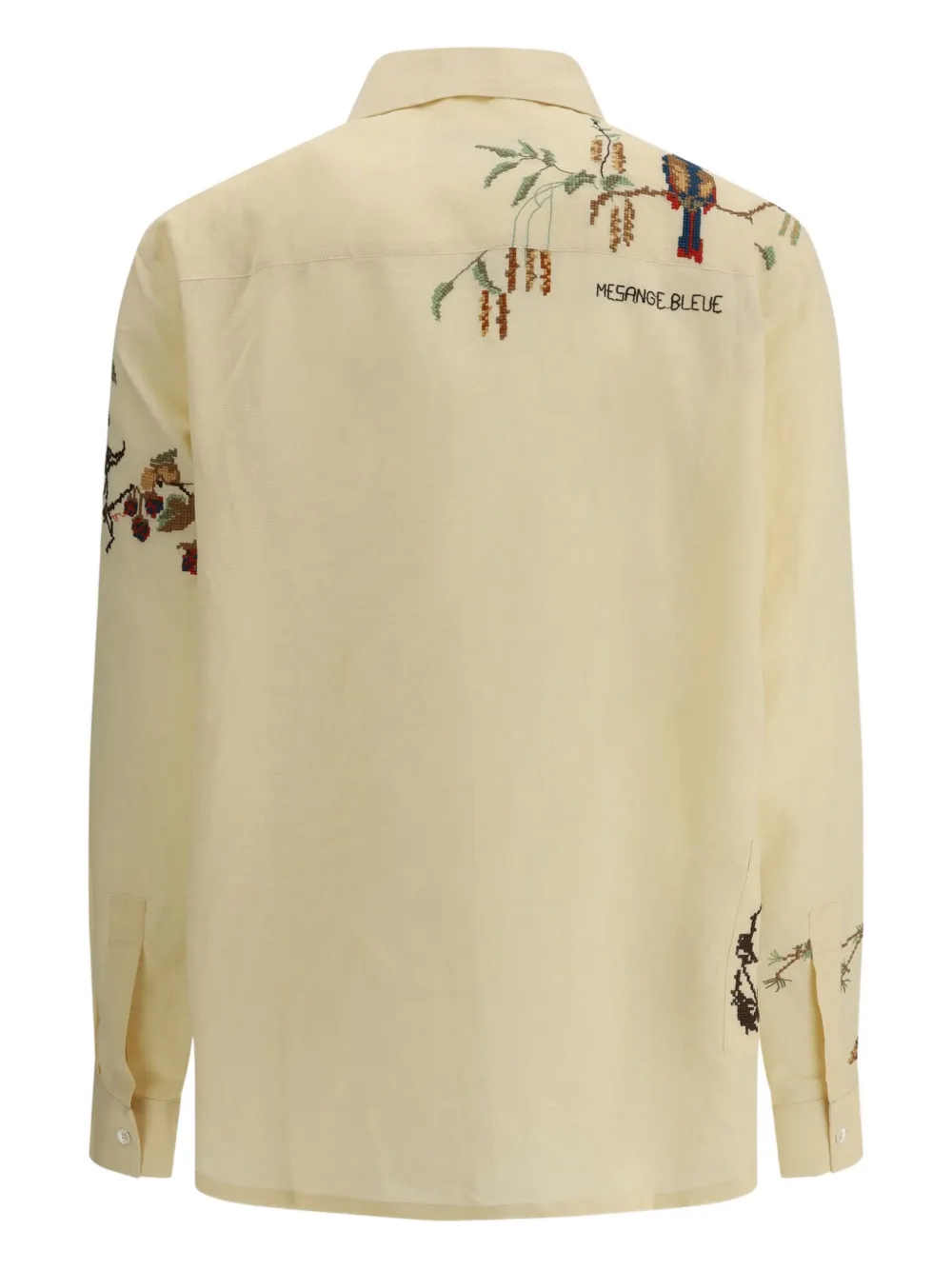 Baziszt Avian bird cross-stitch shirt - Beige