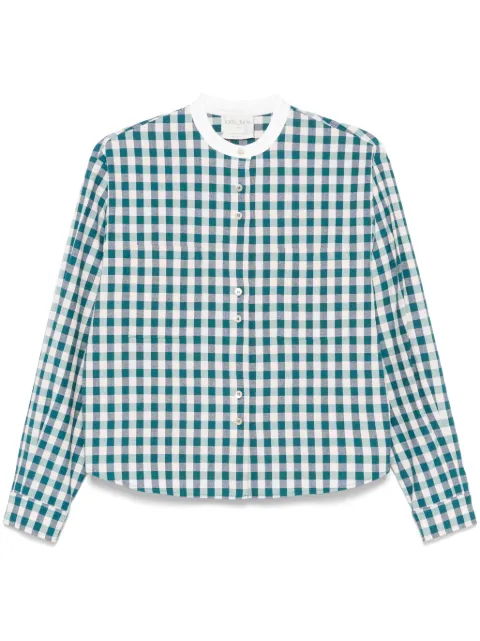 Forte Forte granddad-collar gingham-check shirt