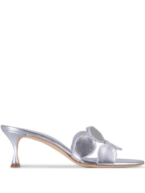 Manolo Blahnik Haribalmu metallic floral-detail sandals