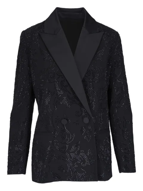 L'Agence crystal-embellished double-breasted blazer