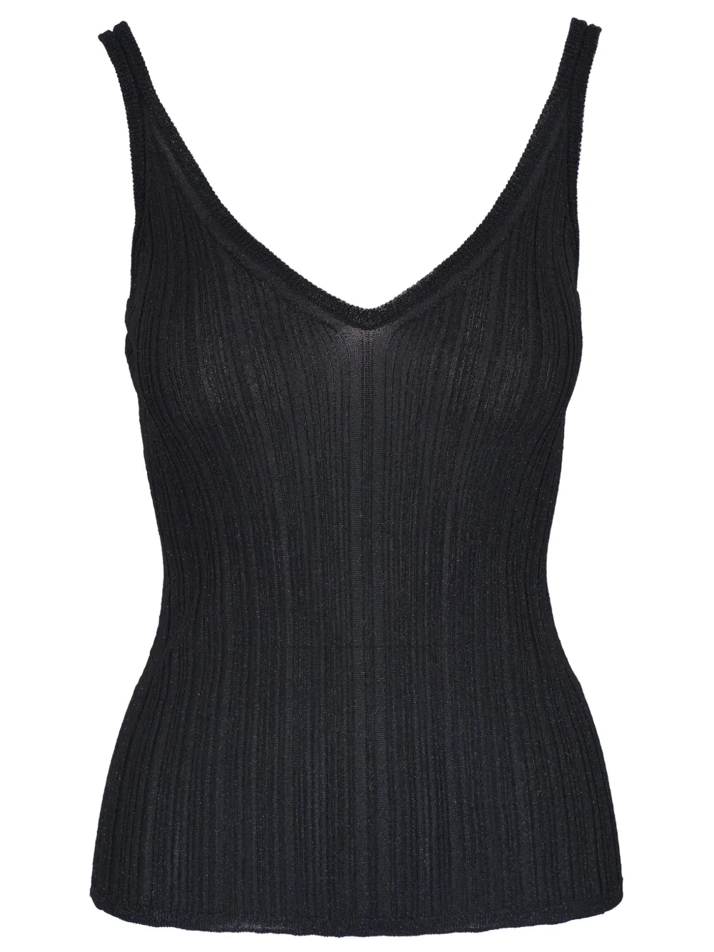 Majestic Filatures Geribbelde top Zwart