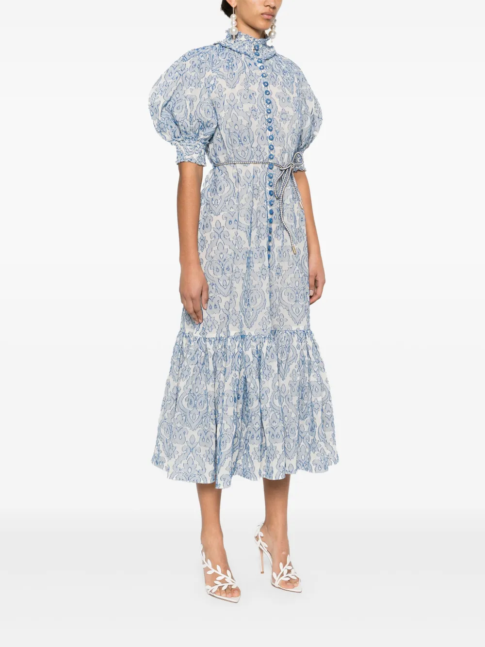 ZIMMERMANN Wylie Lantern midi-jurk Blauw