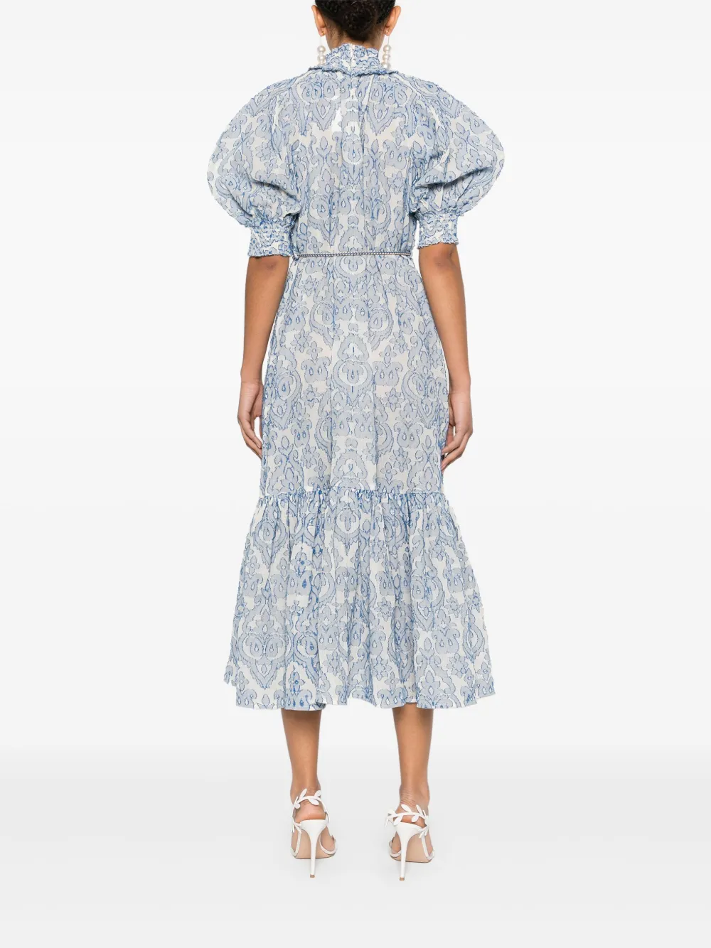 ZIMMERMANN Wylie Lantern midi-jurk Blauw