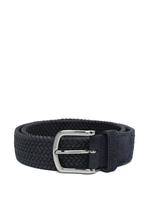 BOSS leather-trim woven belt
