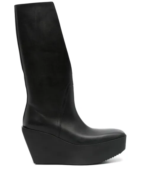 Rick Owens 110mm leather plaftorm biker boots