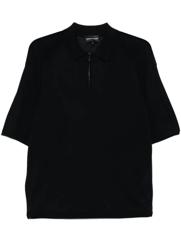 Emporio Armani fine-knit Polo Shirt Blue FARFETCH IN