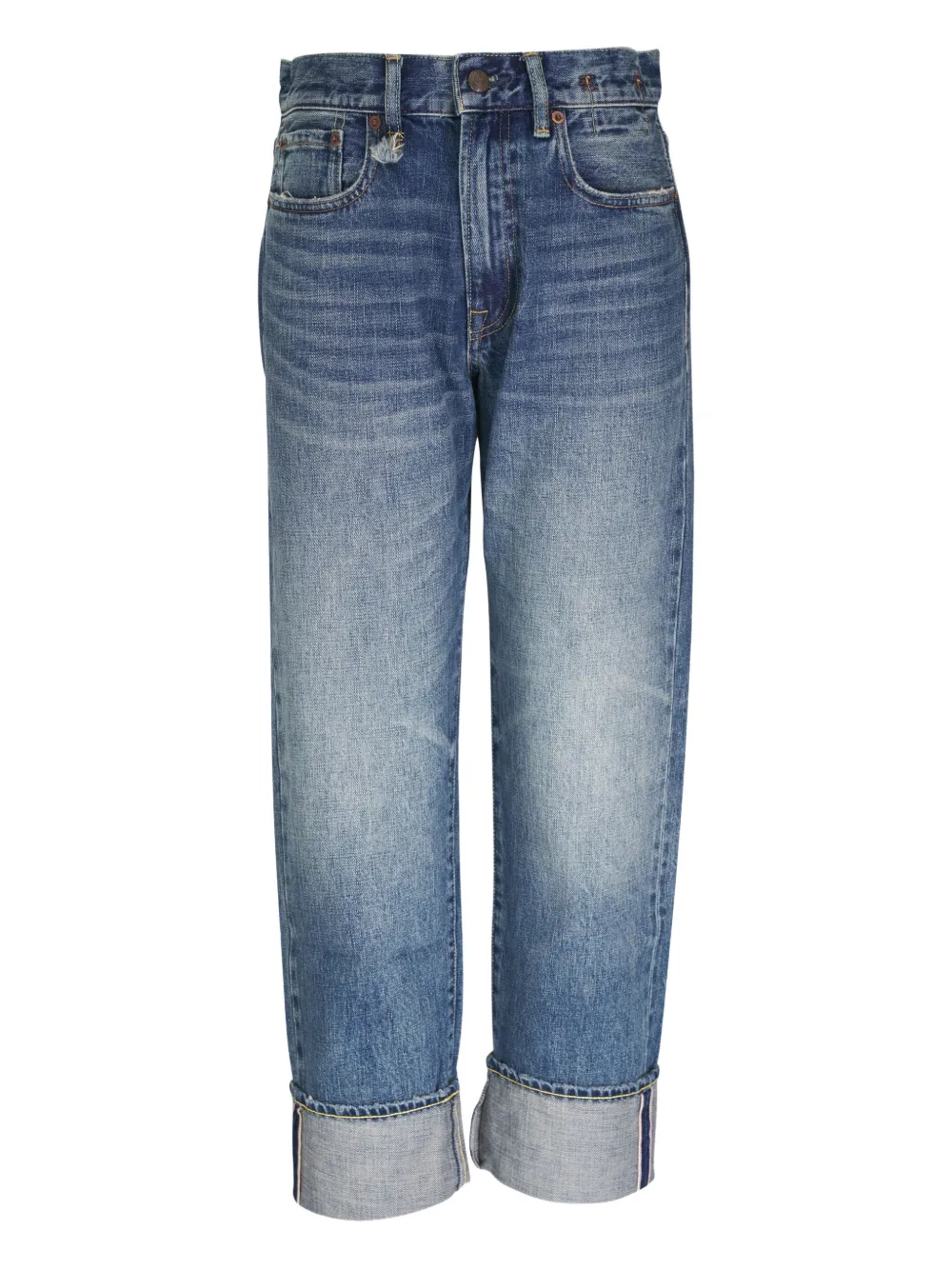 whiskering-effect jeans