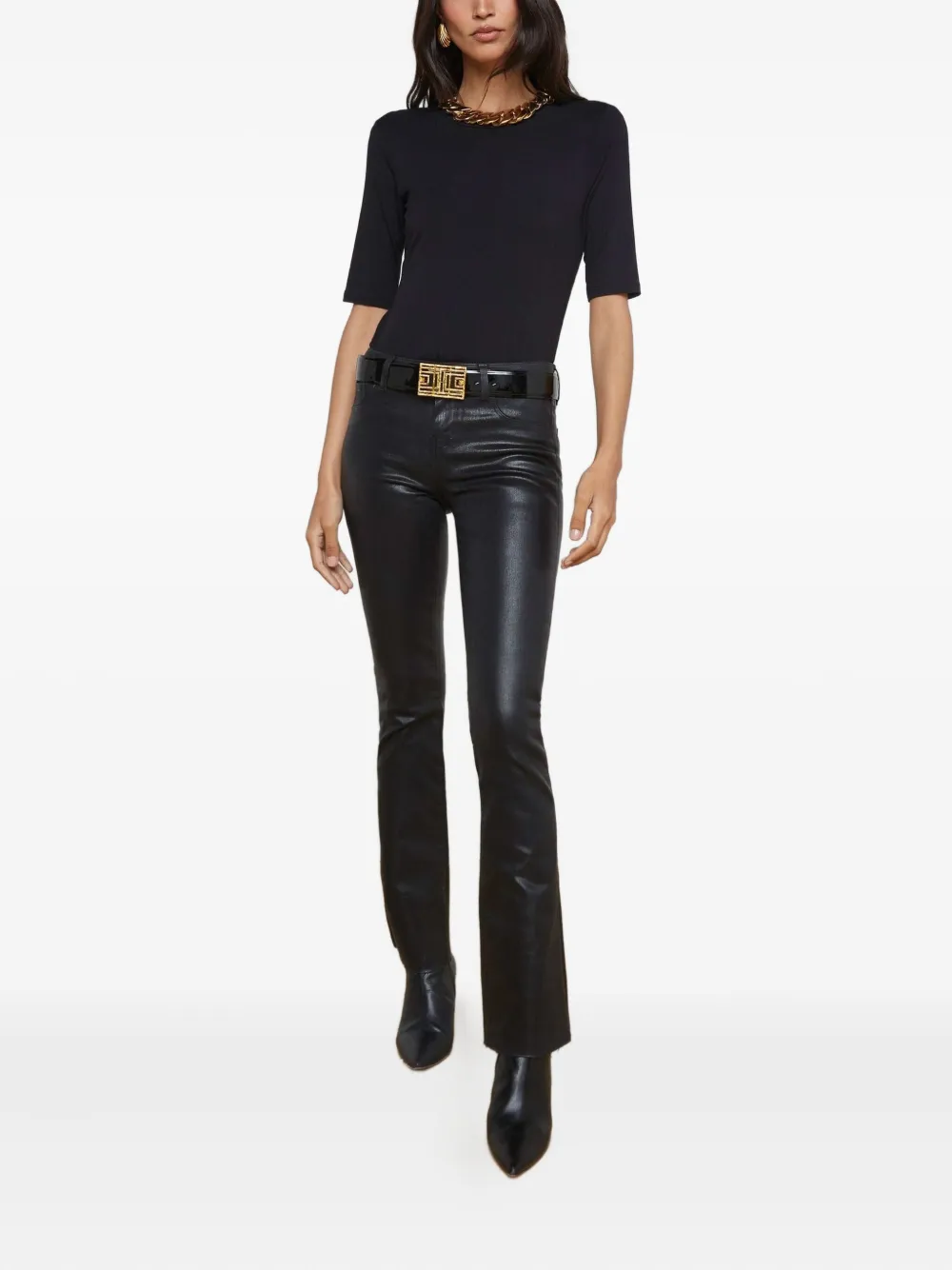 L Agence Saundra Crewneck Half-sleeve Top In Black