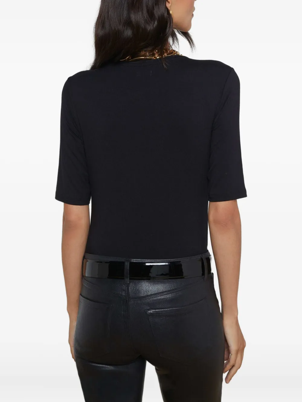 L Agence Saundra Crewneck Half-sleeve Top In Black