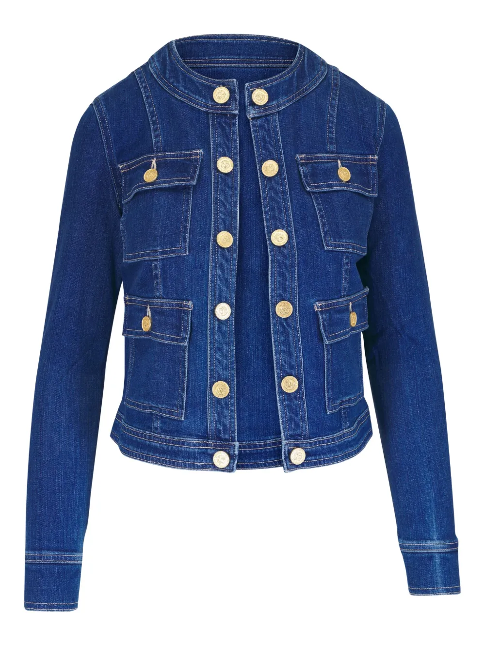 L'Agence Denim jack met knoopdetail Blauw