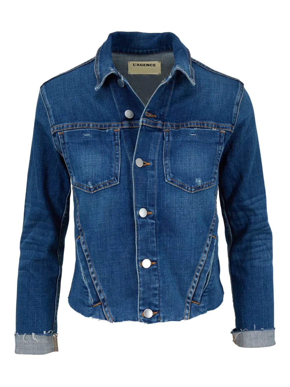 L'Agence distressed denim jacket Blauw