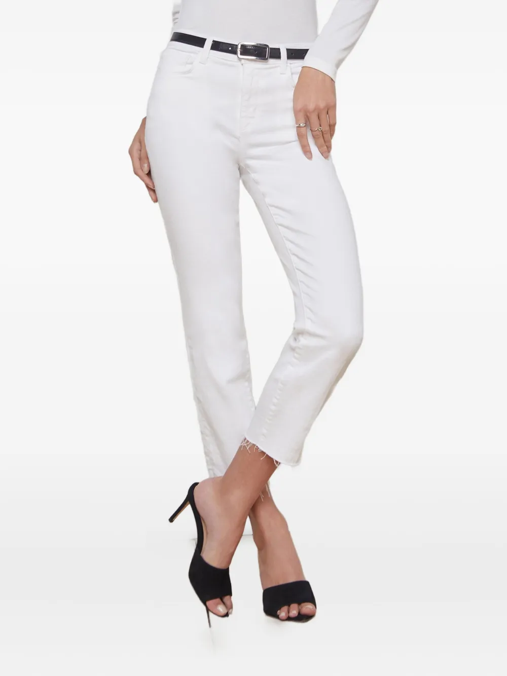 L Agence Frayed-hem Jeans In White