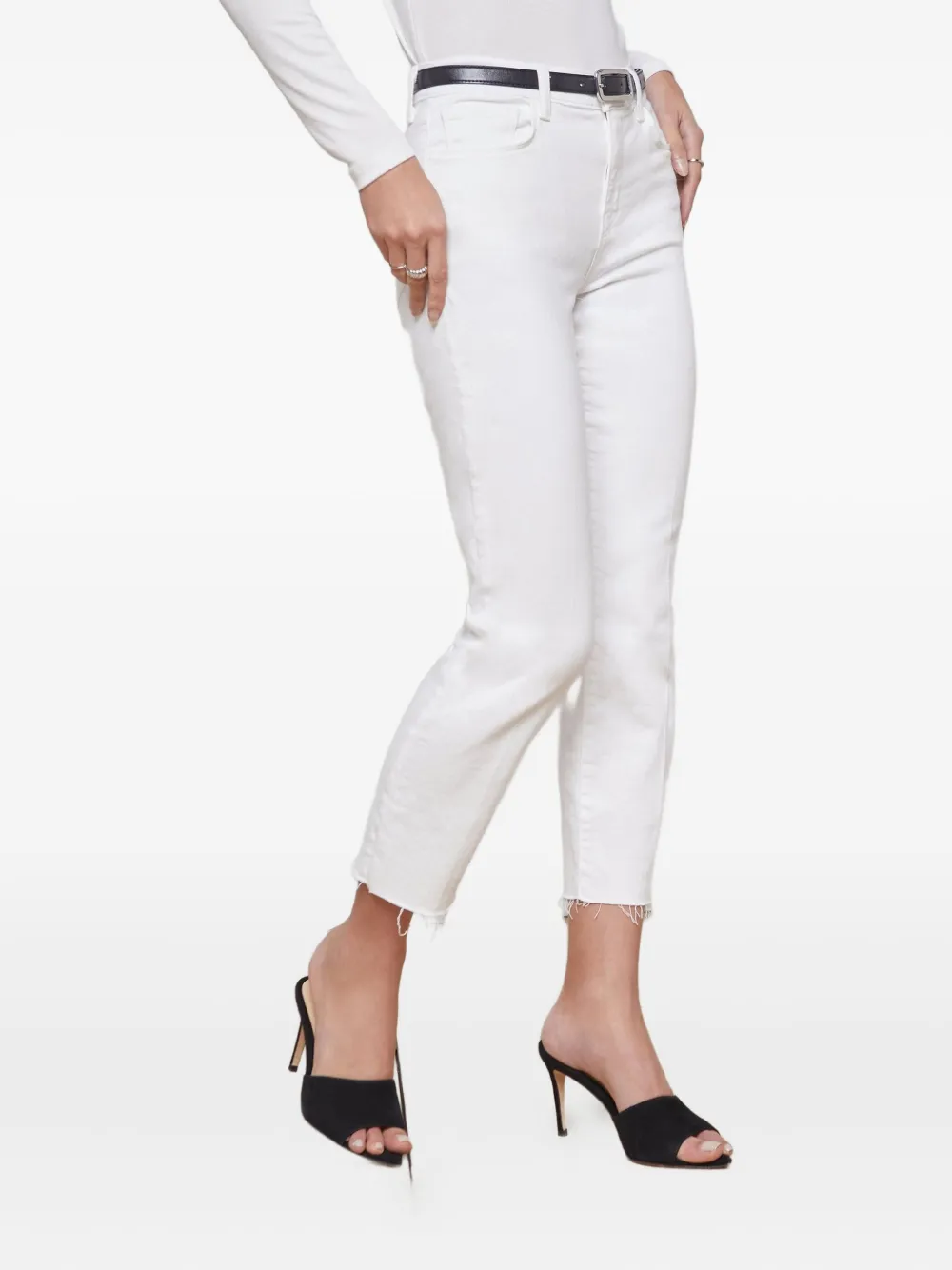 L Agence Frayed-hem Jeans In White