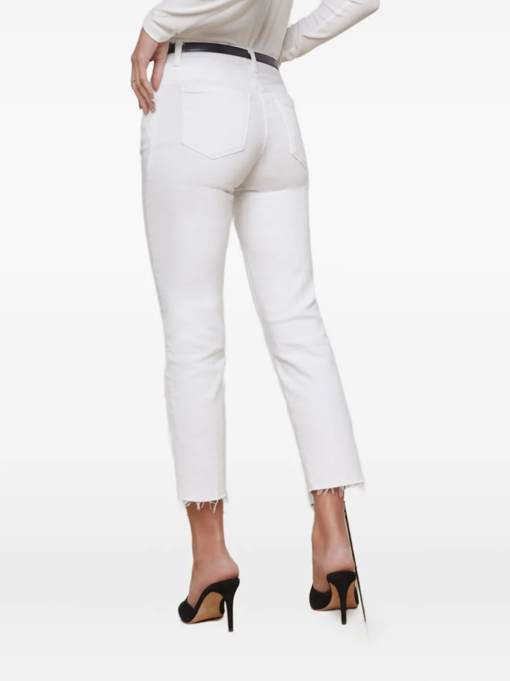 L Agence Frayed-hem Jeans In White