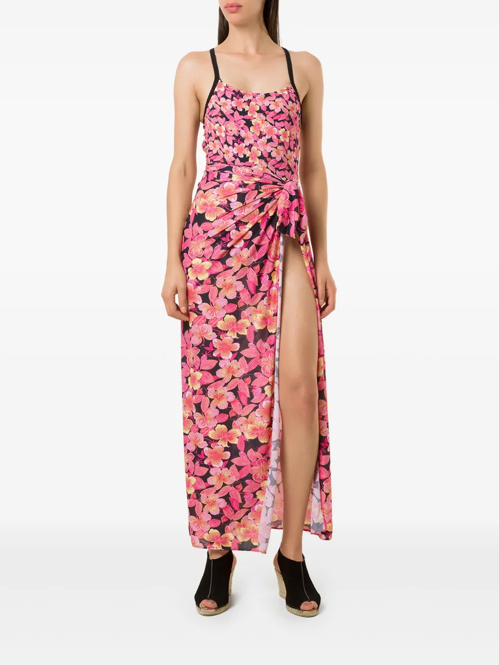 Amir Slama Pareo met bloemenprint Roze