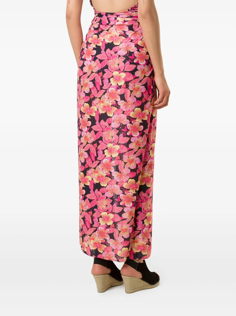Amir Slama Pareo met bloemenprint Roze