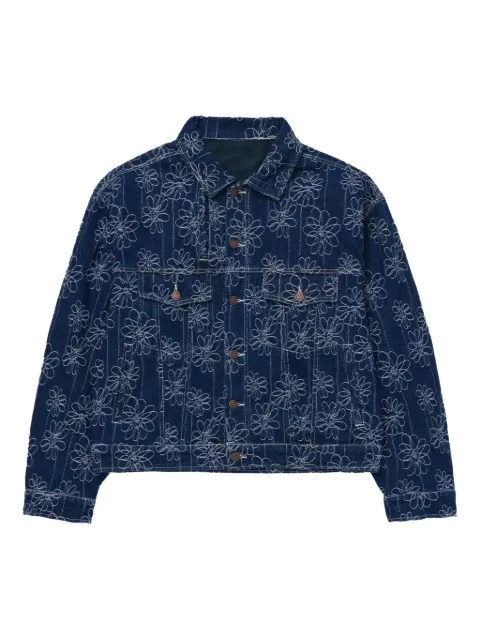 Honor The Gift flower-jacquard "Indigo" denim jacket