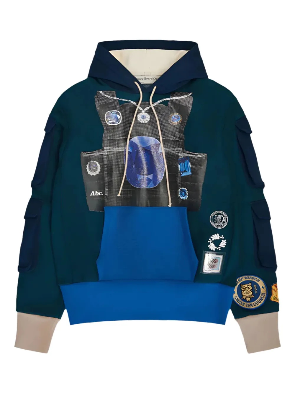 Advisory Board Crystals sapphire-print pocket hoodie | Blue | Image 1