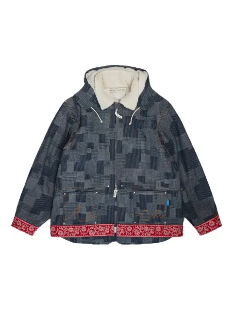 Advisory Board Crystals patchwork crystal-rivet denim jacket