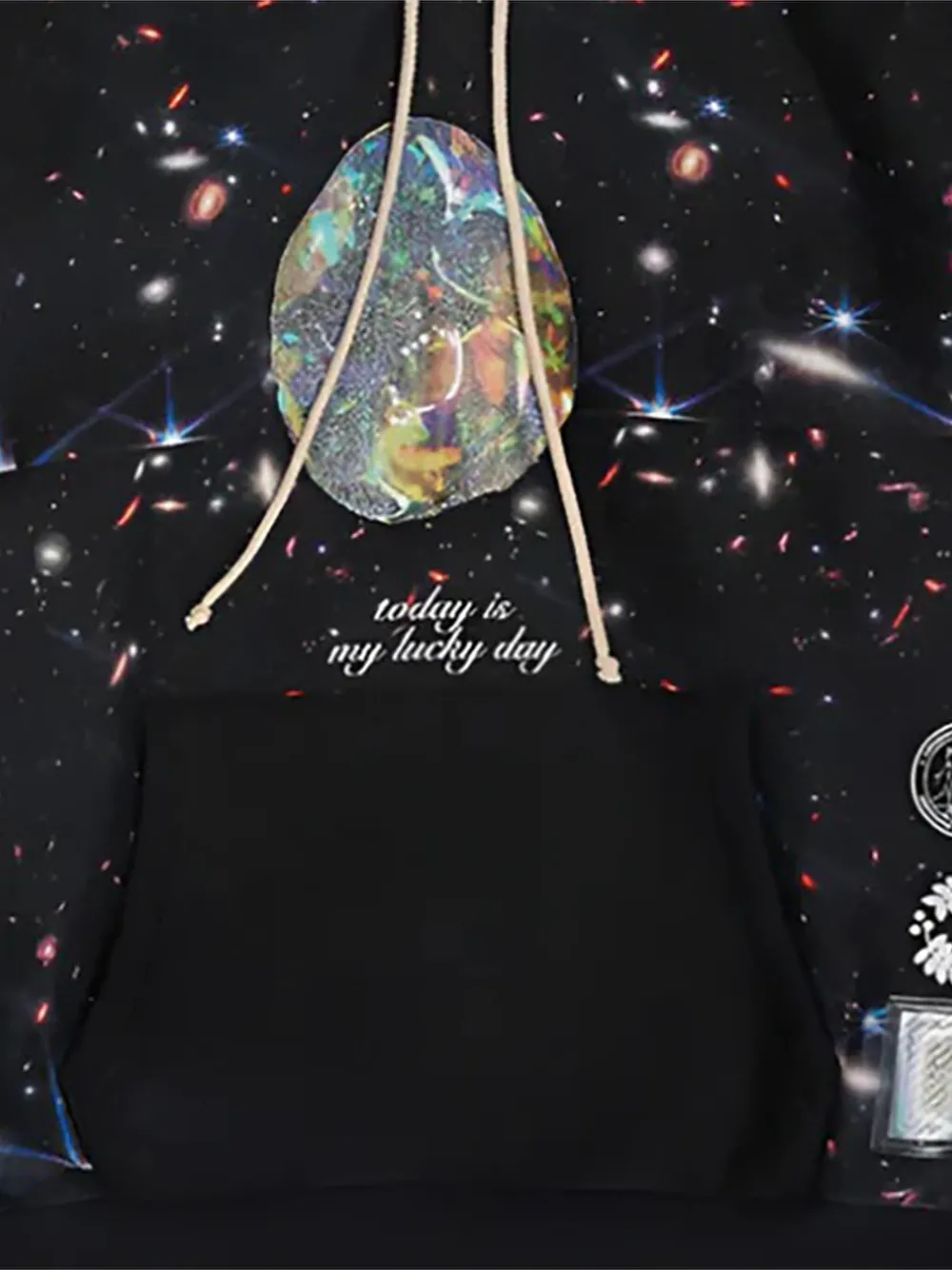  Advisory Board Crystals Birthstone October Galaxy-print Pullover Hoodie - Black 