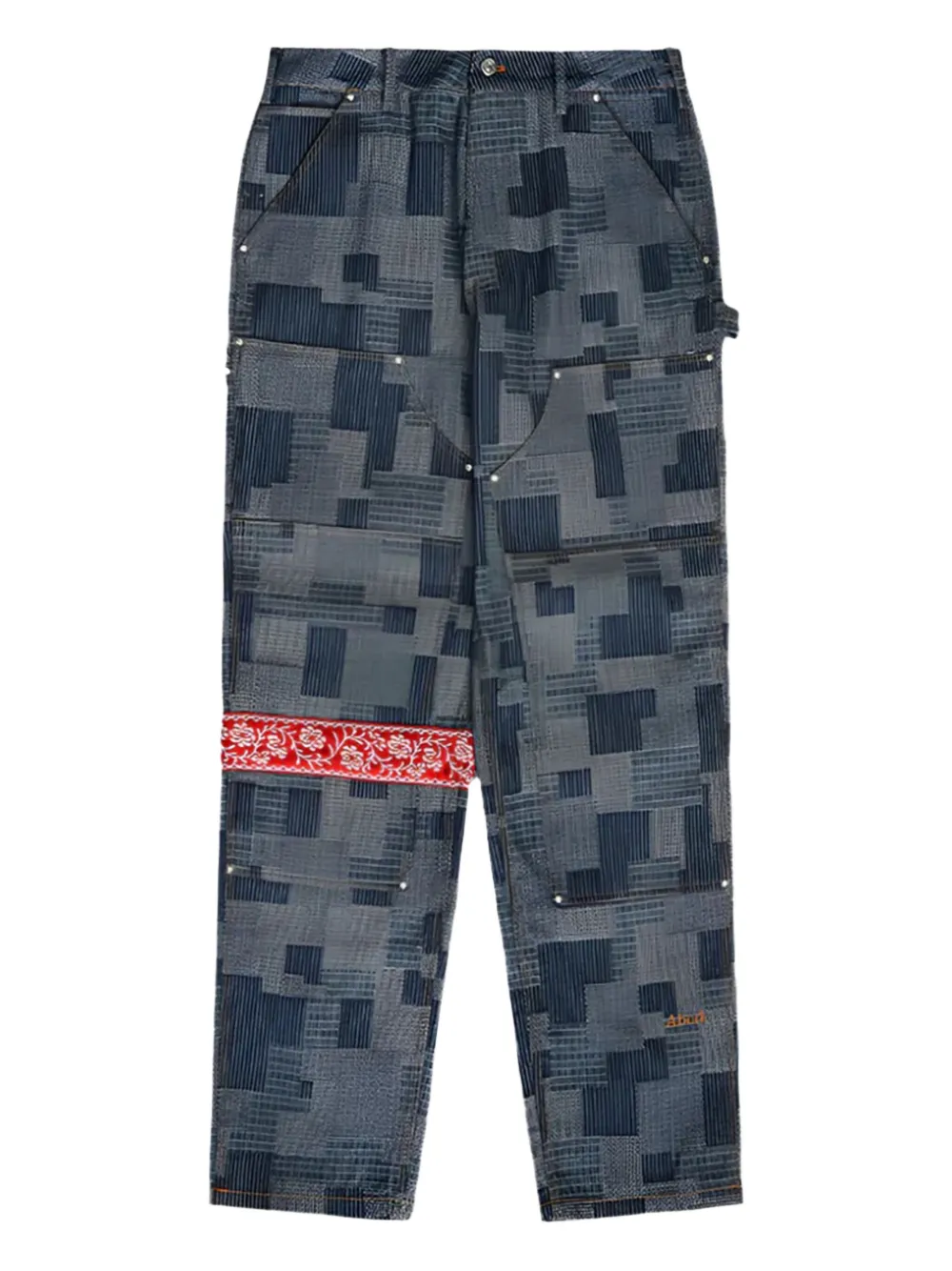 patchwork double-knee trousers