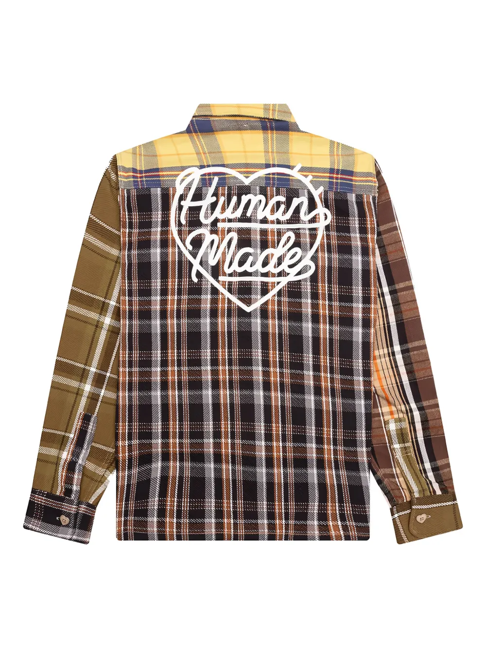 Human Made Overhemd met geborduurd hart en patchwork Geel