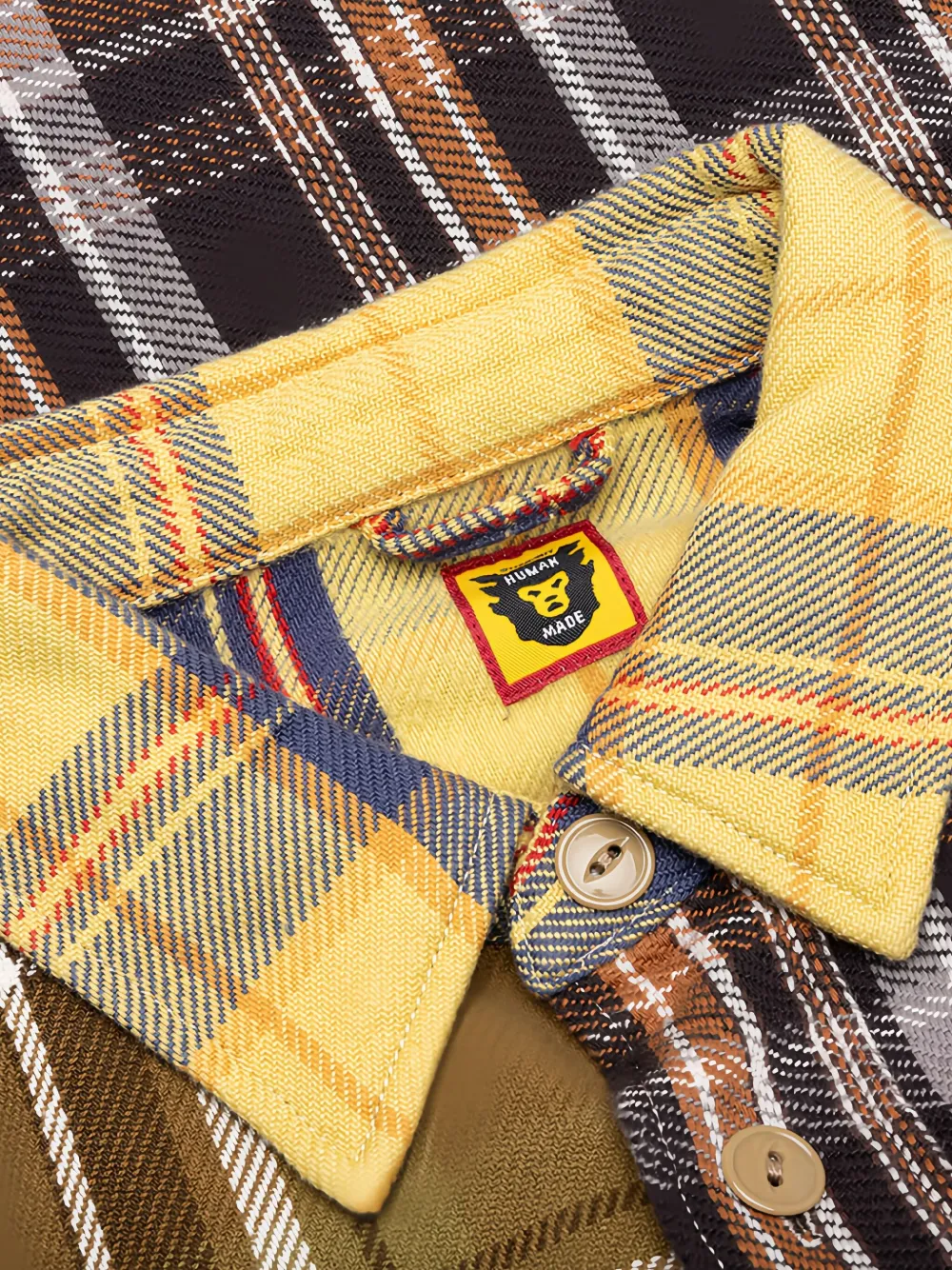 Human Made Overhemd met geborduurd hart en patchwork Geel